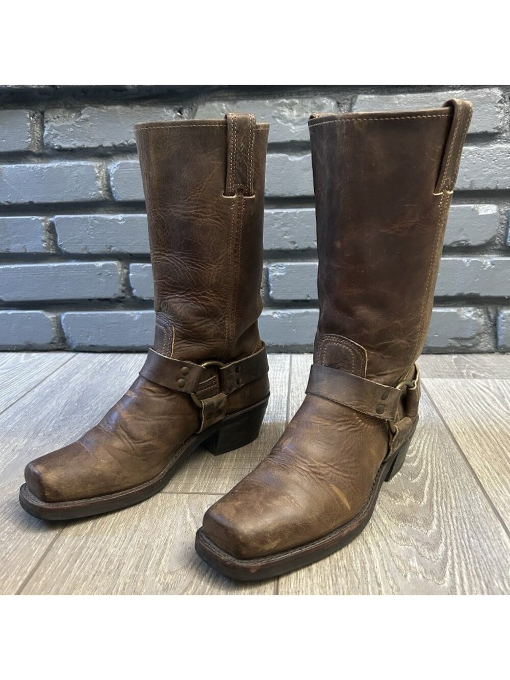 Frye 700 Buckle Harness Square Toe Boots Womens 7.5 M